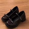 Französische Retro-High-Heel-Mary-Jane-Schuhe 22 Temperament elegant Herbst Schleife Runde Spitze Britischer Stil Kleine Lederschuhe