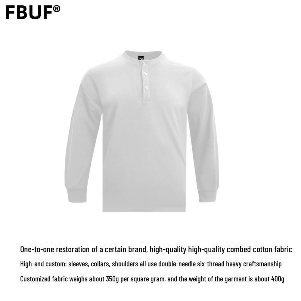 

Мужская облегающая куртка цвета хаки Henley: 320 г хлопка, длинный рукав, ретро-стиль на осень белый