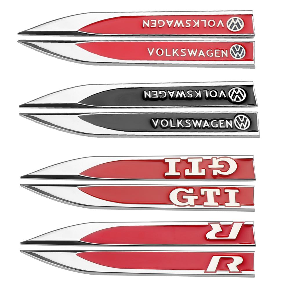 2pcs Car Fender Side Wing Auto Emblem Sticker Accessories For Volkswagen VW R-line R GTI Polo Golf MK8 Touareg Passat Magotan CCSZ8