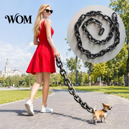 Pomeranian Leash Giant Chain Dog Leash, Lightweight Plastic Pet Looks Like Comfortable Iron Chain, Stylish Big for Small Dogs Photo Props Heavy-duty