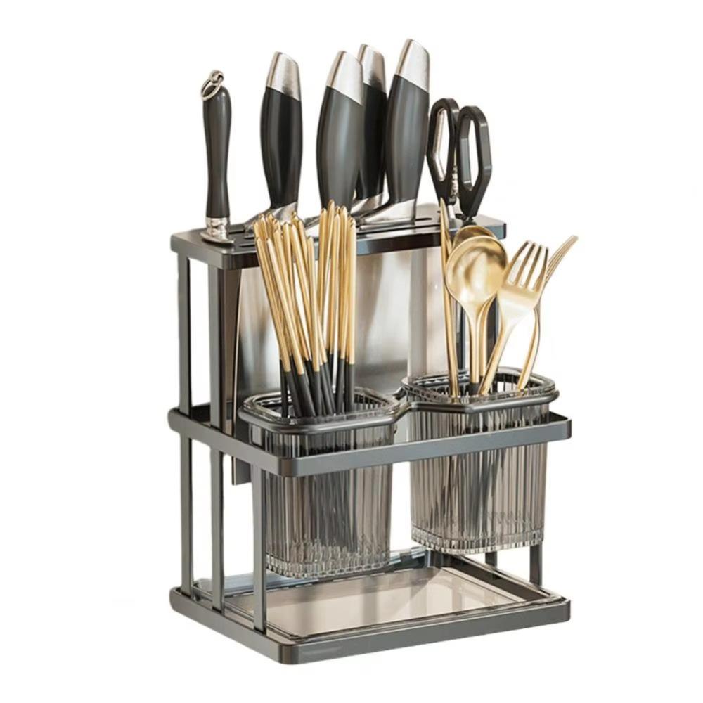 Mildew-Proof Kitchen Storage Rack Carbon Steel Cutlery Organizer Drain Rack  Countertop Storage