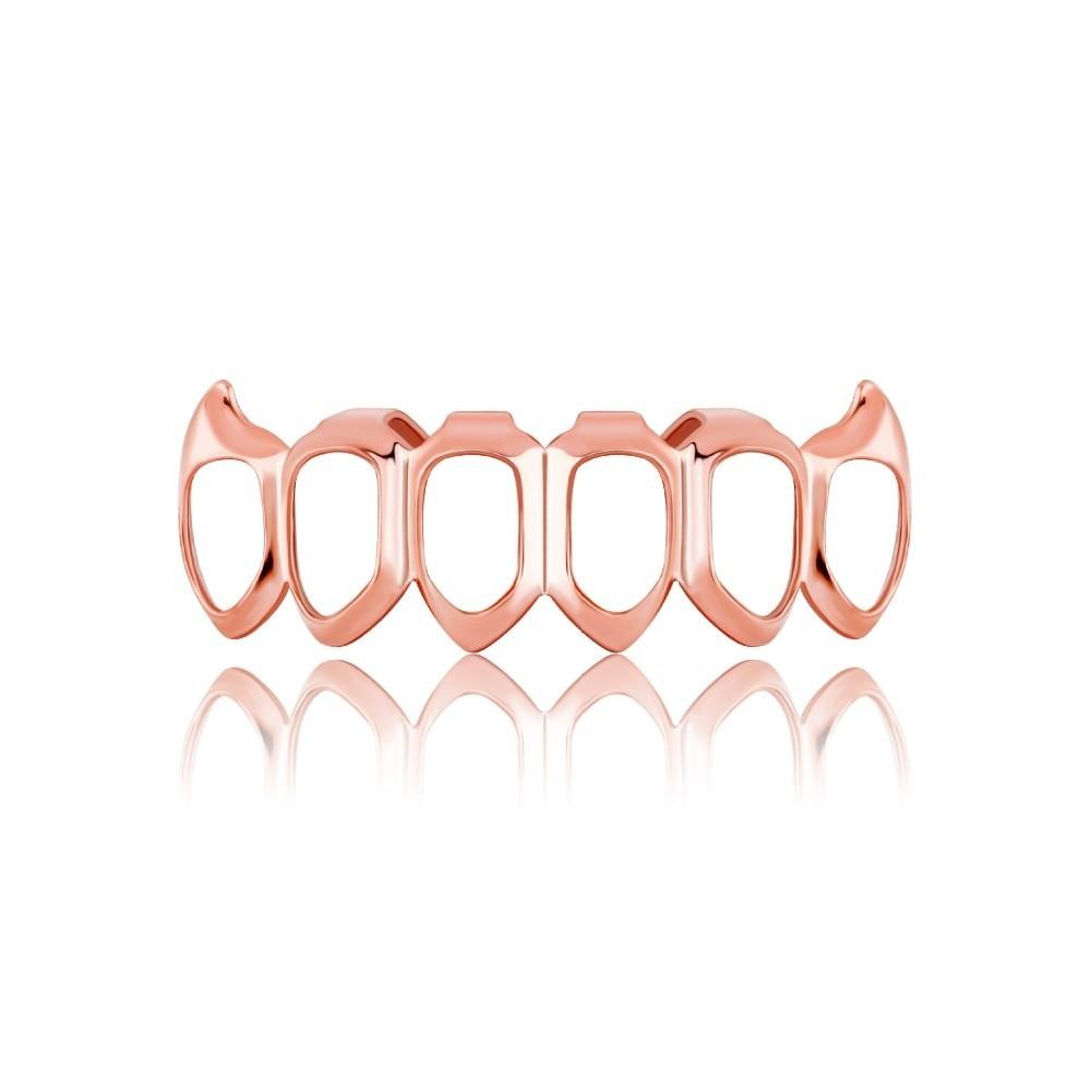 Anti-Rutsch-Zahnkappen Grillz Glänzendes Finish Zahnschmuck Hohlzahn Grillz Ober- und Unterkiefer Set Rapper
