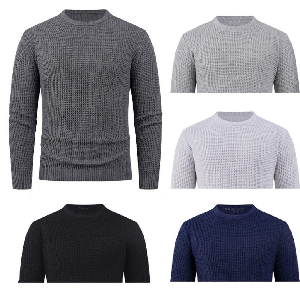 Men's And Women's Casual And Fashionable Knitted Sweaters, Long-sleeved Round-neck Knitted Checkered Top Sweaters