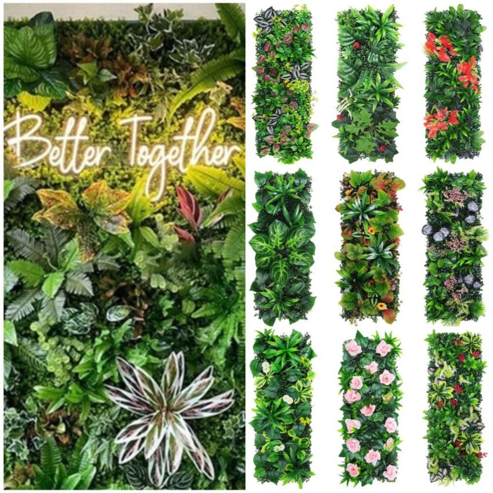 DIY Artificial Plant Wall Panel 75x25cm Flower Simulation Maple Plant Sheet Durable Lifelike Fake Green Grass Mat Privacy Screen