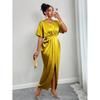 Women's early autumn new satin dress European and American ball dress satin waist dress