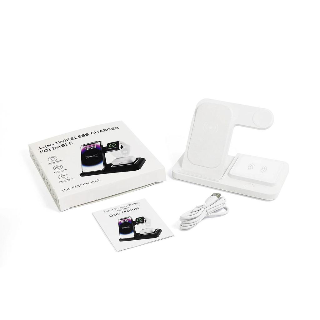 Încărcător Wireless Rapid 3-în-1 de 15W pentru Apple Watch, Căști și Telefon