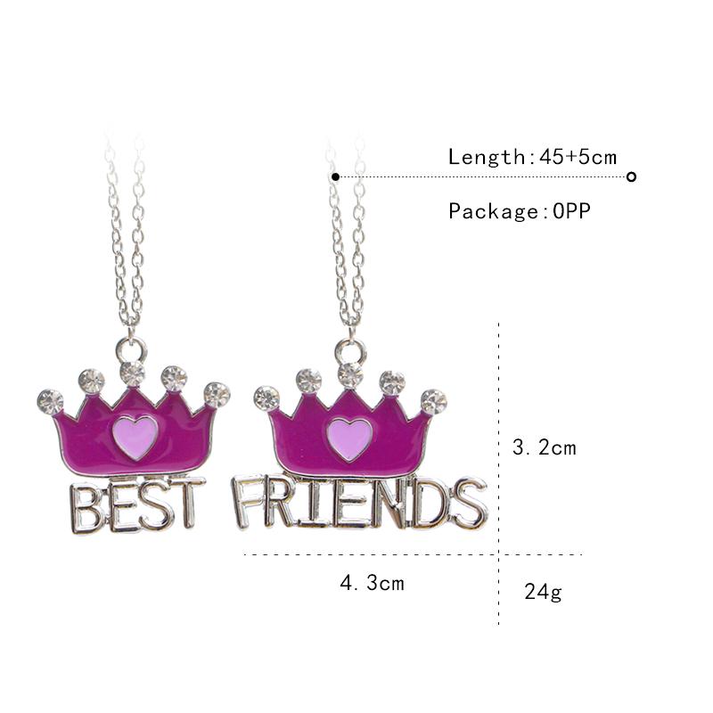 

2Pcs/Set Heart Pattern Crown Shaped Best Friends Necklace Women Girls Bestie BFF Friendship Jewelry серебряный