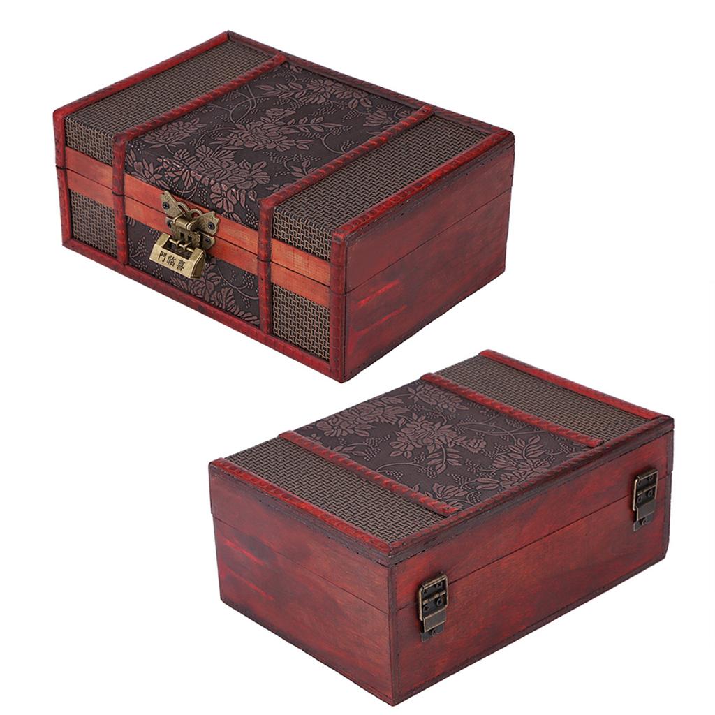 Classical Wooden Jewelry Storage Box Chest Case Holder Organizer with Lock