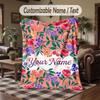 Floral 8 Theme Throw Blanket Custom Name Text Personalized Blanket Soft Cozy Blanket for Home Sofa Bed
