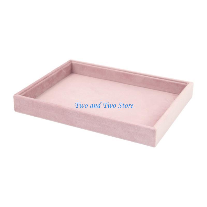 HX6F Jewelry Stand Velvets Fabric Material Jewelry Display Tray for Rings Earrings