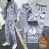 Hoodies Vest Pants Casual Men's Track Suit Clothing Coats Winter Thick Warm Tracksuit Men Printed Mens Set Vest