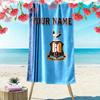 Custom Name Blue Bantams Crest Print Beach Towel, Large Soft Quick Dry Towel for Beach Camping Swimming