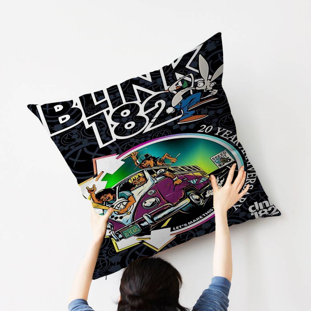 B-Blink 182 Rock Band Cushion Cover Car Throw Pillow Case For Sofa Car Christmas Gift 40X40Cm 45X45Cm