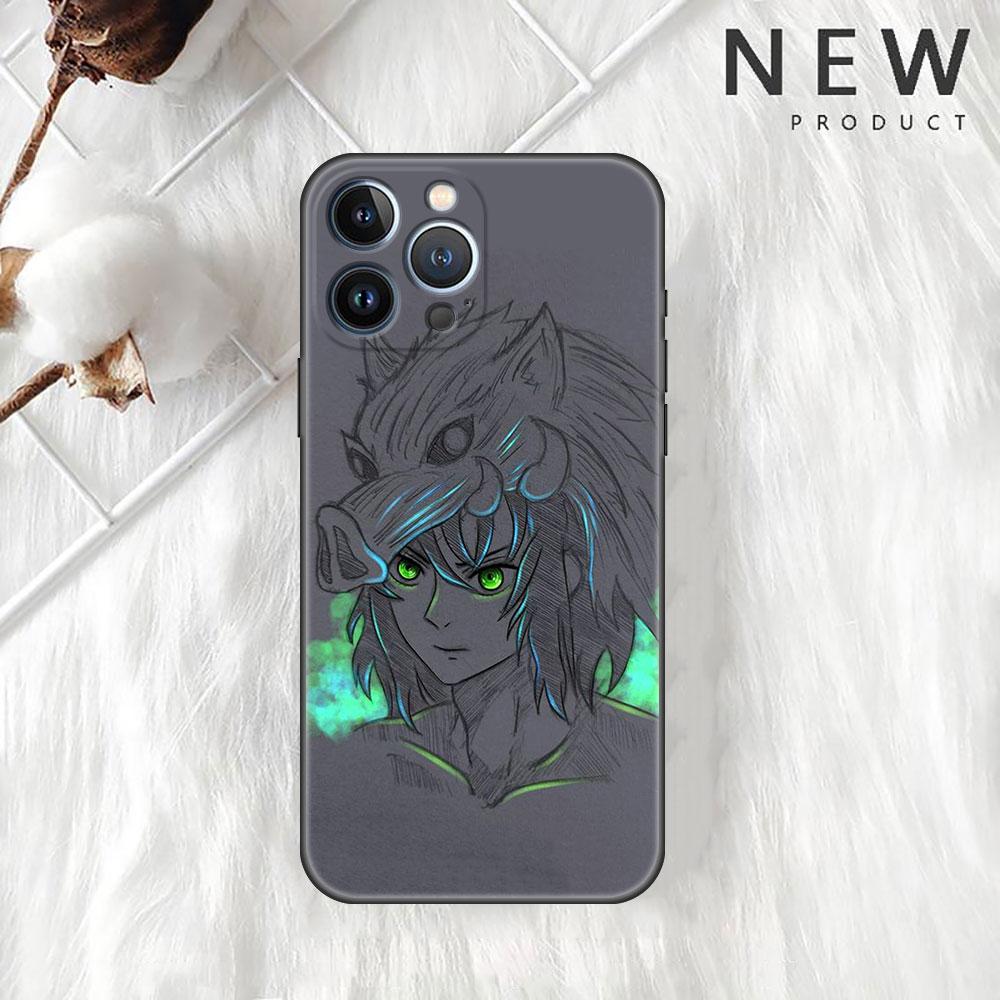 Pouzdro Case Pro Apple iPhone 14 11 13 7 12 Pro 7 XR XS Max 8 Plus 6 14Pro 13Mini Černé Měkké Telefonní Coque Anime Demon Slayer