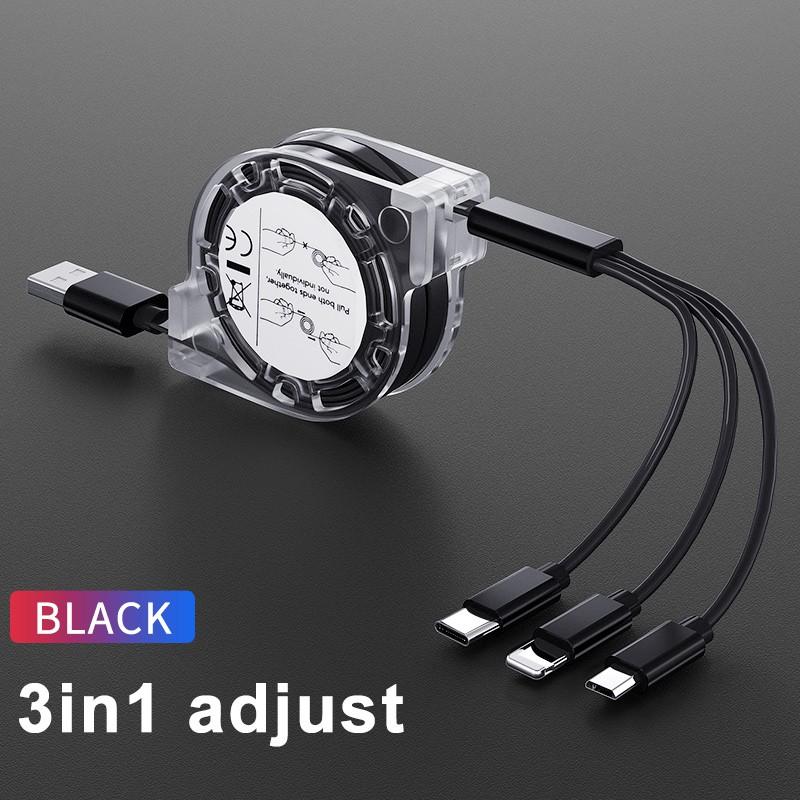 

Телескопический кабель 3 в 1 Подходит для Apple Type C Android Мобильный телефон 3A Быстрая зарядка USB-кабель для кабеля iPhone Кабель USB C