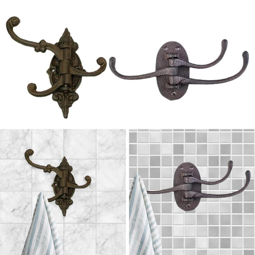 Cast Iron Hook Hanging Storage Wall Mount Key Holder Garage Organizer Shed Coat Hanger for Home Entryway Jackets Hat Mudroom