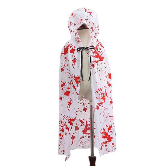 Halloween Cloak Long Hooded Cape with Blood Spider Web Print for Kids Adults Halloween Party Dress Up Accessory for Performance Cosplay Masquerade