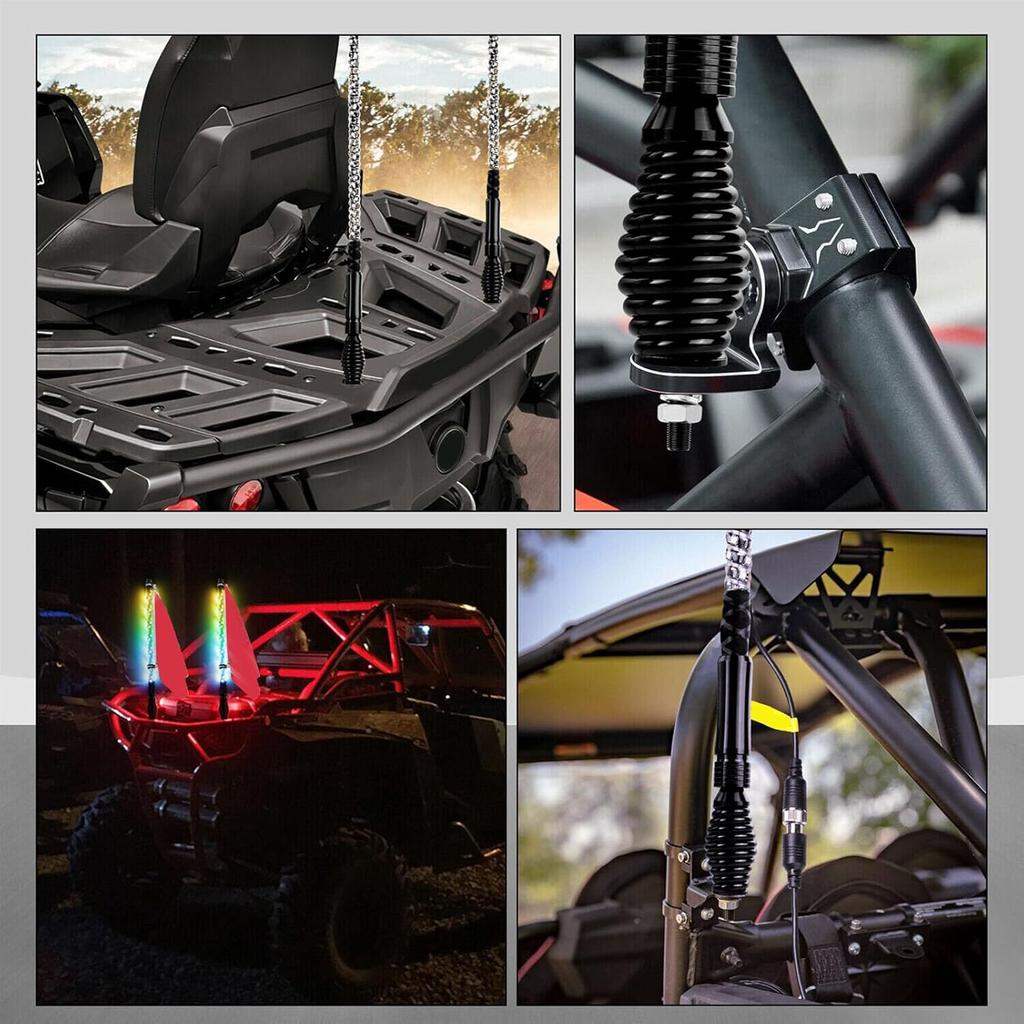 Whip Light Spring Mounting Base, 2Pcs RGB 2FT 3FT 4FT 5FT 6FT LED Whip Lamp Spring Base Protective Mounting Bracket Mount for Polaris RZR UTV ATV