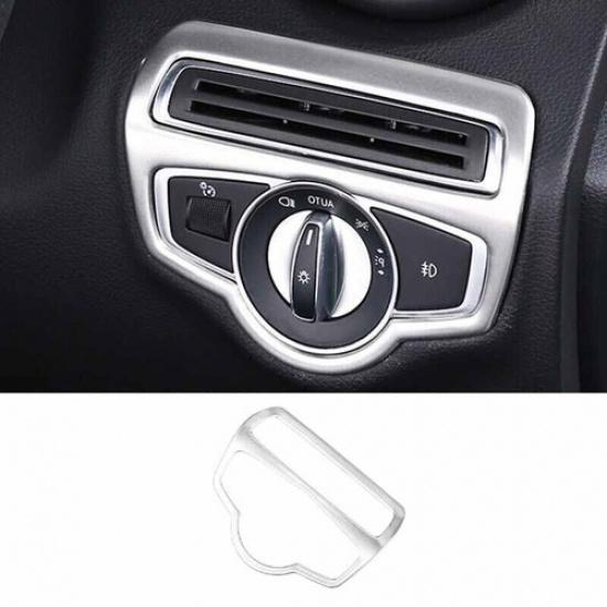 Cover Trim Sliver Titanium 2015- For Benz C-Class Headlight Switch Control