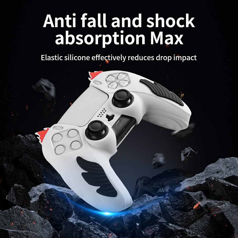 For Sony PlayStation 5 Controller Silicone Case Flame Design Shock Absorbing Grip Protective Cover