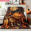 Flannel Blanket 1pc Halloween Pumpkins And Autumn Scenery Soft Air Conditioning Blankets Office Sofa Blankets Nap Blankets Camping