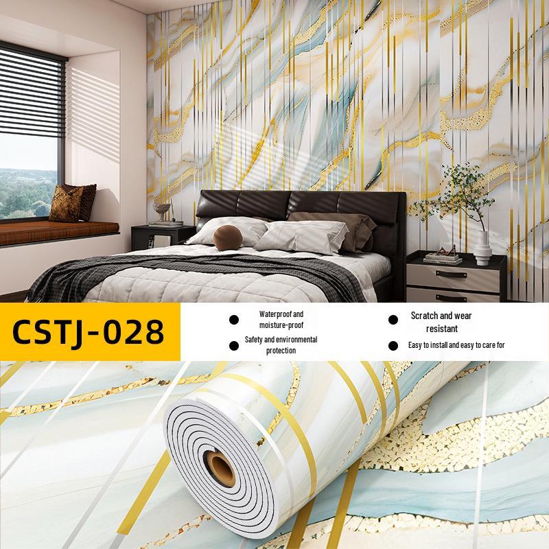 Self-Adhesive Waterproof Imitation Marble Tile Wall Sticker for Bathroom, Living Room, Kitchen, and TV Background.