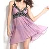 Womens Plus Size Sexy V-neck Lace Sleepwear Lingerie Dress with G-String