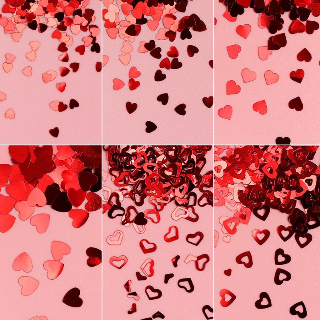 12 Gitter Valentinsrot Liebesherz Pailletten Nailart Flocken Kreuze Dekoration für Gel-Maniküre Zubehör Nagelstylist Zubehör