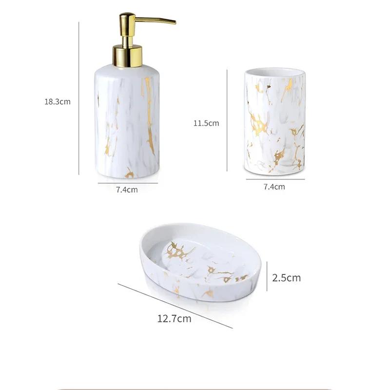 Gold-plated Marble Ceramic Soap Dispenser Gold Press Lotion Bottle Mouthwash Cup Soap Shampoo Dispenser Bathroom Accessories