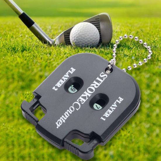 Portable Golf Score Counter Clicker, 2 Player Stroke Counter Scorer Indicator, Mini Square Score Keeper for Golf Training Competitions & Games