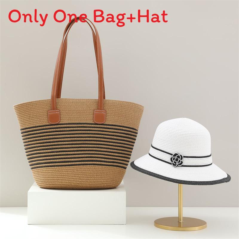 Straw Hat And Bag Set With Sun Protection For Outdoor Travel Casual Summer Adults