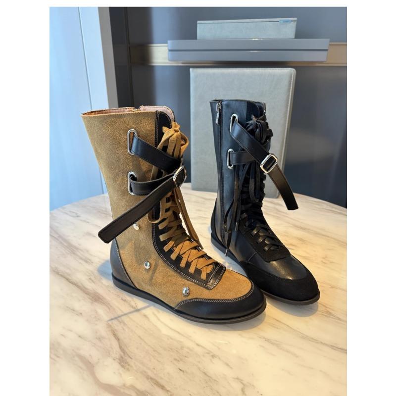 Fashion Heightened Inner Women's Belt Buckle Casual Mid-leg Boots