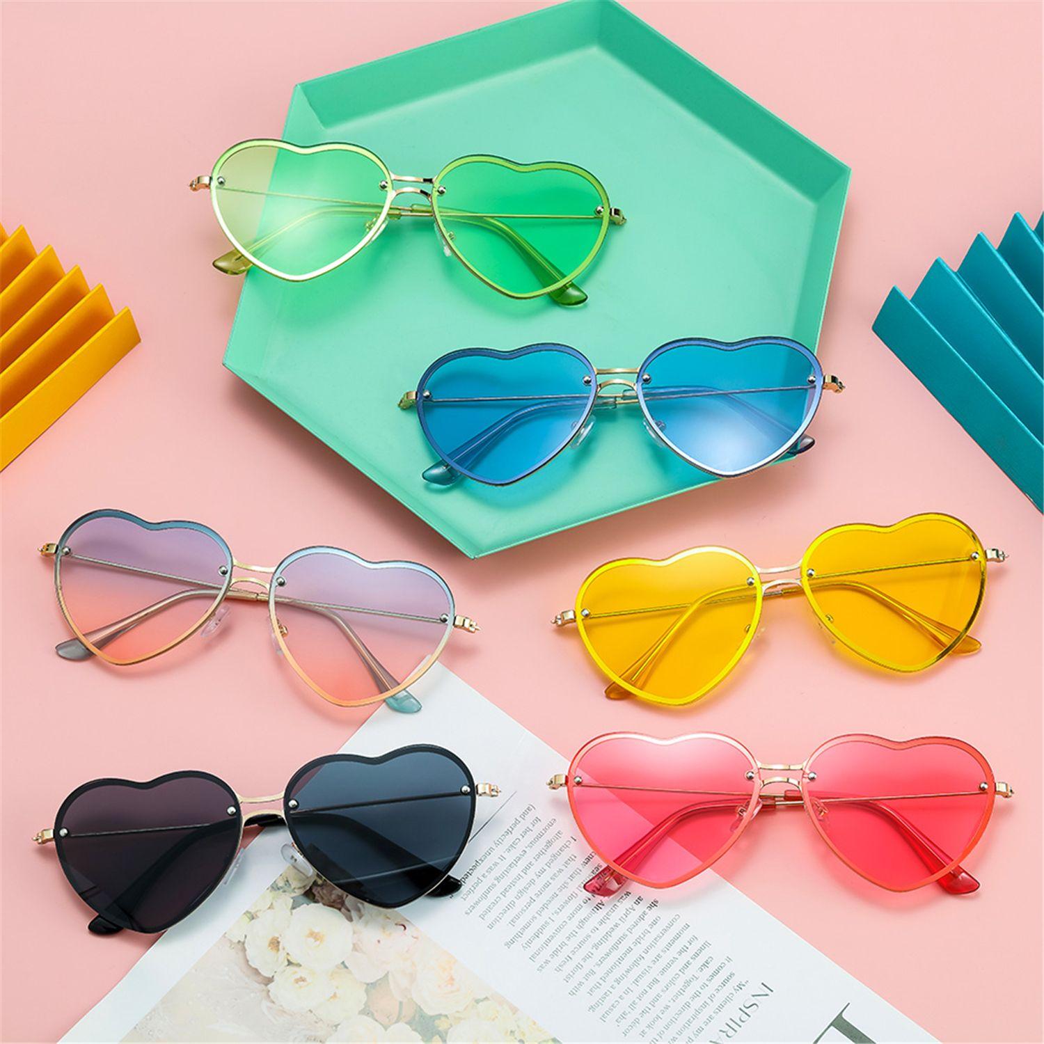 

Захист від УФ-променів Окуляри-серця для випускного вечора Сонцезахисні окуляри Окуляри-серця Без оправи Рожеві окуляри-хіпі Yellow