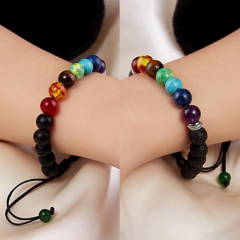 Korean Style Unisex Rainbow Woven Bracelet, Adjustable