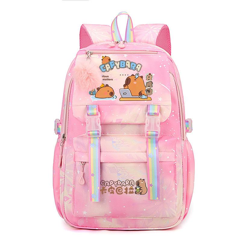 Beliebter 2025 Kapibara Capybara mehrfarbig hübsch, schmutzabweisend und langlebig, niedlicher Grundschulrucksack