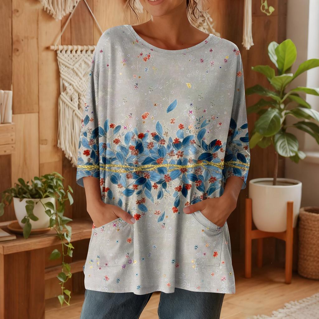 Damen 3/4-Ärmel Shirts Grafik-T-Shirts Shirts Lässige Basic-Tops Pullover