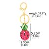 Exquisito Llavero de Fruta 3D Delicioso con Pedrería Pitahaya lichi Fresa Piña Colgantes para Llavero Joyería para Mochila de Mujer Regalo
