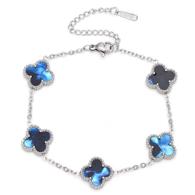 Premium Four Leaf Clover Bracelet for Women, Double Sided 13MM Titanium Steel Stainless Steel Jewelry, Shell Small, Lucky, Simple and Fashionable