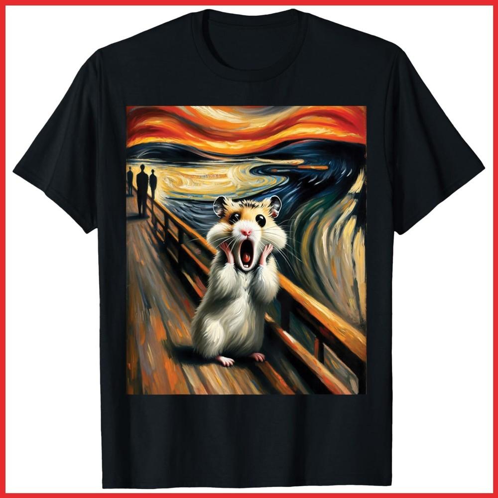 Scream Hamster Artistic Black Cotton T-Shirt Unisex T-Shirt XL
