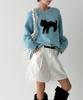 THE GREEN LAB Katze Jacquard Pullover [Blau]