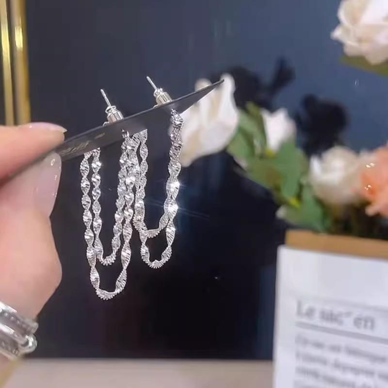 

Women s double chain tassel earrings срібний