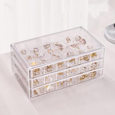 Transparente Schmuckaufbewahrungsbox mit Schubladentyp, Haushalts-Schmuck-Organizer-Box mit großer Kapazität, einfarbig, einfache, praktische Box