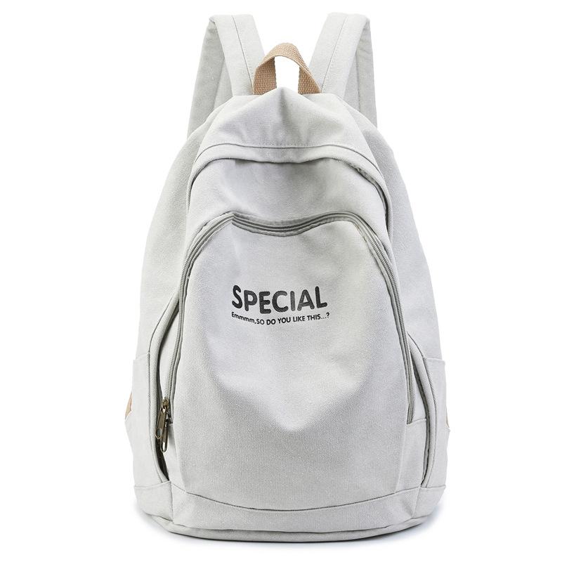 

2025 рюкзак мужской и женский новый однотонный кампус студенческий школьный рюкзак большой вместимости с принтом букв джинсовый рюкзак бежевый