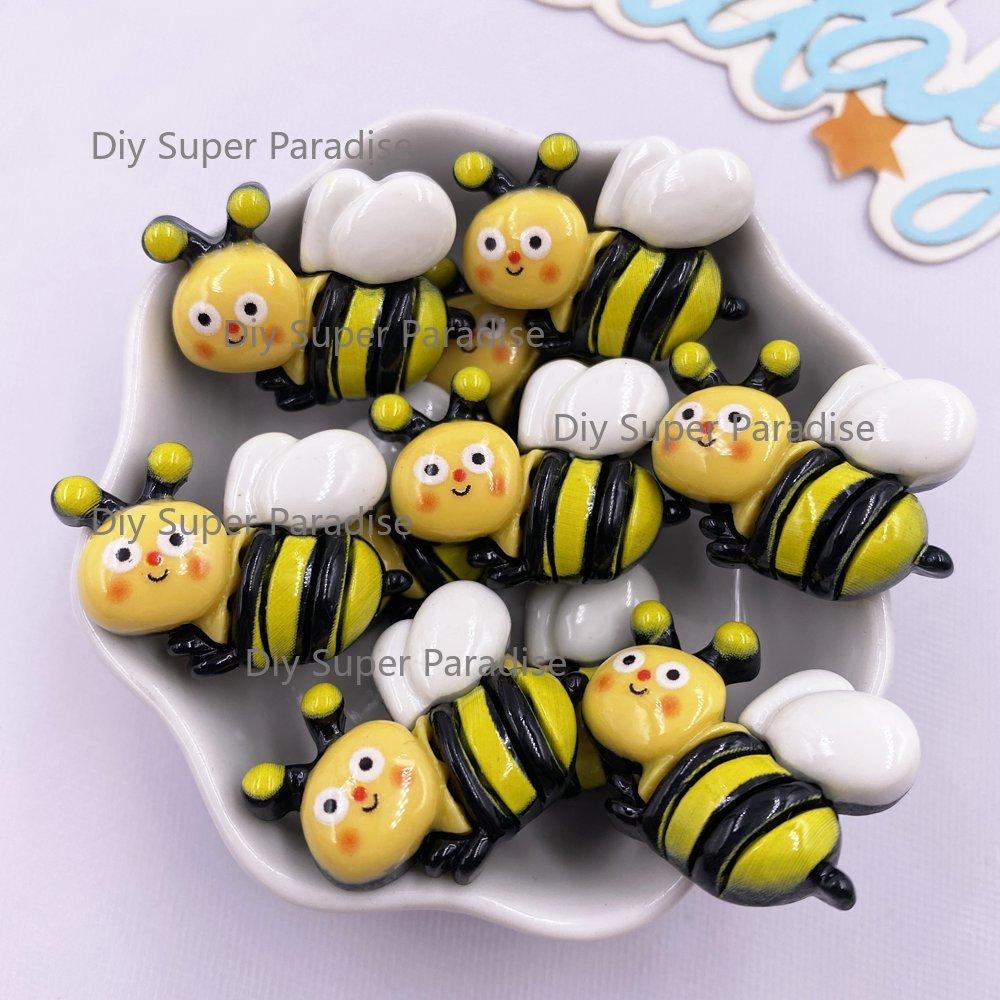 

10 ШТ. Расписанные смолой Каваий Разноцветные Мультяшные Животные Медоносная Пчела Плоская Спинка Каменные Фигурки Скрапбукинг DIY Декор Домашние Аксессуары Поделки жёлтый