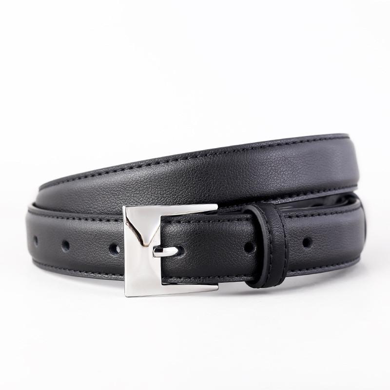 

Genuine Leather Womens Casual Belt With Pin Buckle For Jeans And Office Wear чёрный