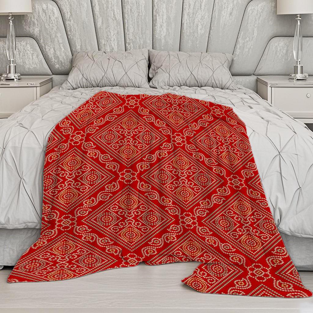Gemusterte Rote Decke Mikrofaser Flanell Überwurfdecke Schlafzimmer Wohnzimmer Sofa Weich Und Bequem Heimdekoration
