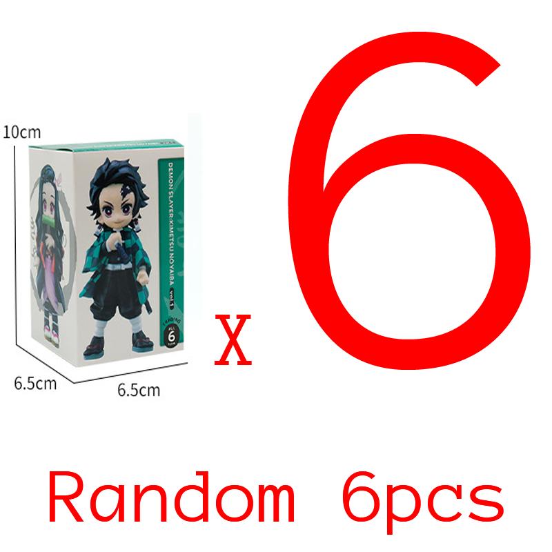 6pcs Anime Cartoon Figure Demon Slayer Tanjiro Kamado Nezuko Blind Box Statue Model Ornament Surprise Gift Box Collection Figure