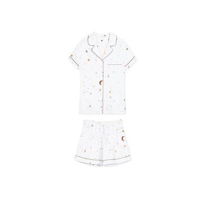 White Pocket Satin Pajamas