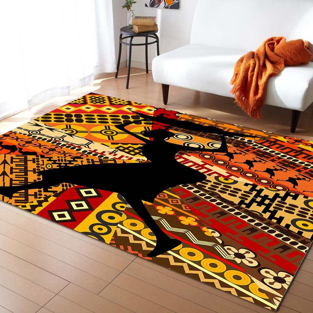 African Tambourine Geometric Lines Carpets for Living Room Anti-slip Carpet for Bedroom and Kitchen Floor Mats Home Decor Rug