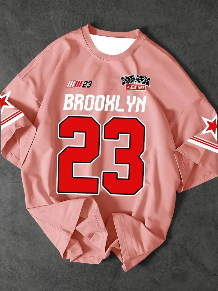 Męska koszulka sportowa Brooklyn 23 nadruk krótki rękaw T-shirt letni graficzny T-shirty plus size damska koszulka sportowa topy